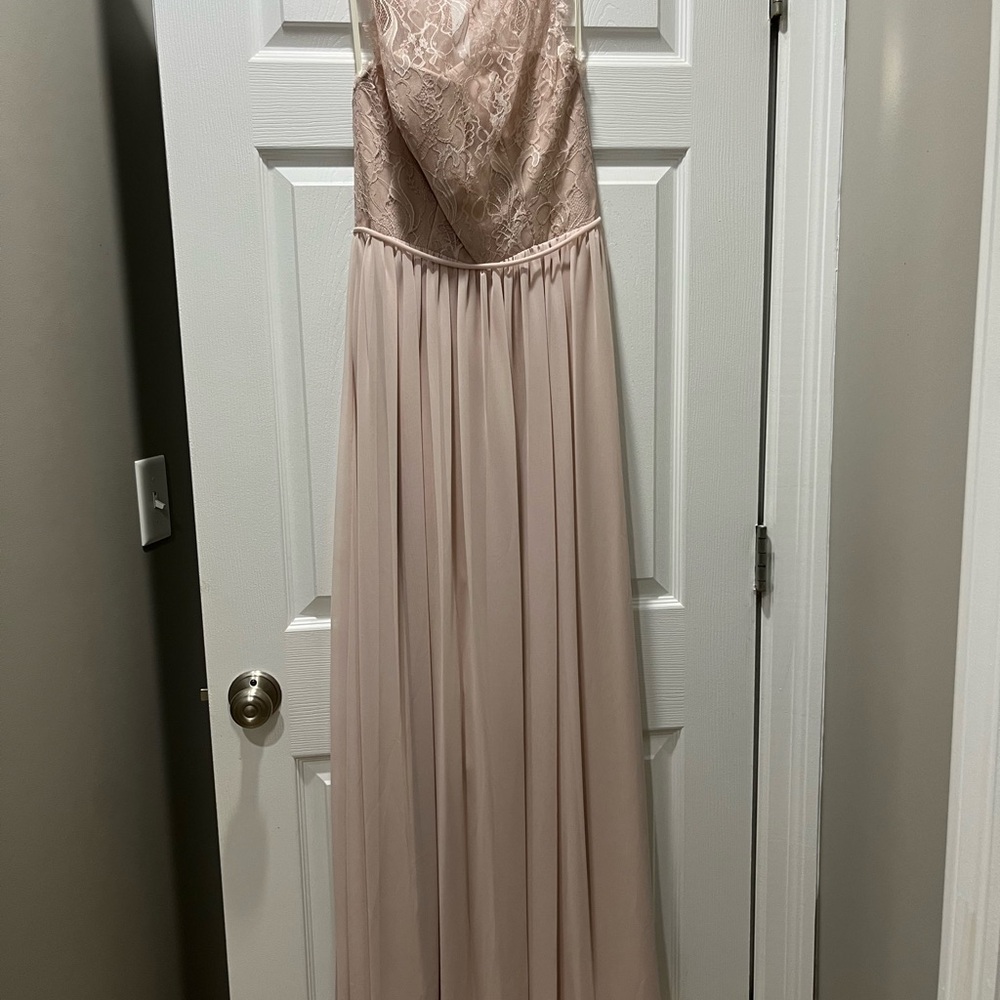 Hailey Paige Occasions Elegant Lace Top Blush Gown